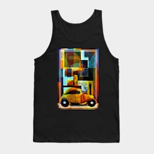 Abstract Little Sports Car in the City Mid Century Style Art Tank Top